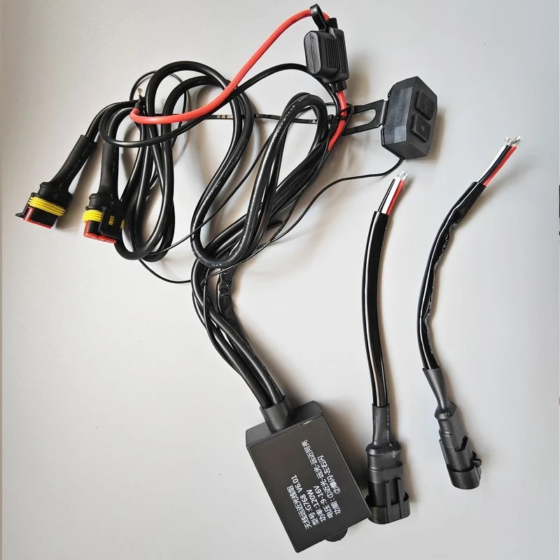 摩托车机动车射灯线组专用线安装爆闪线组