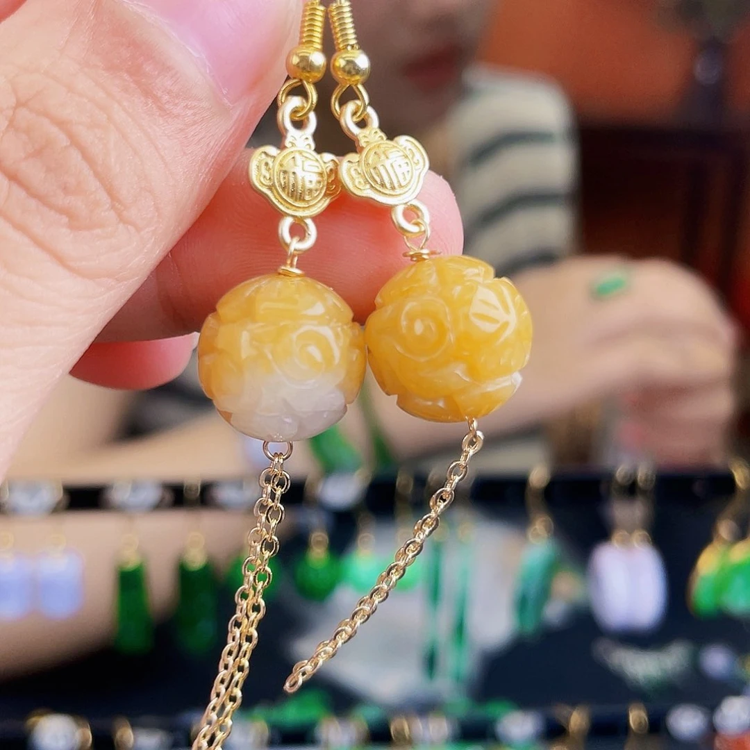 翡翠未镶嵌耳饰饰品