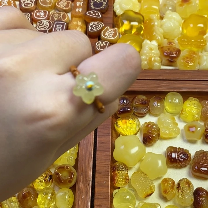 橄榄核吊坠小戒指