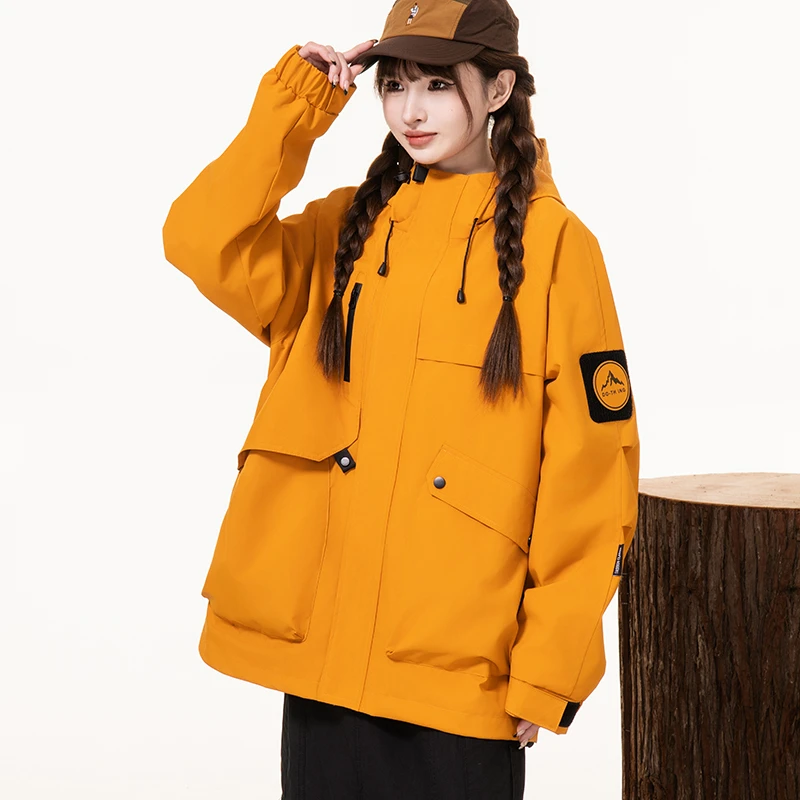 秋款常规连帽美式休闲宽松户外运动纯色夹克外套