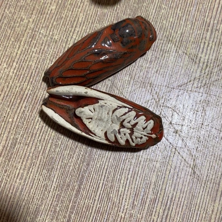 瓷片七厂窑变蝉一对