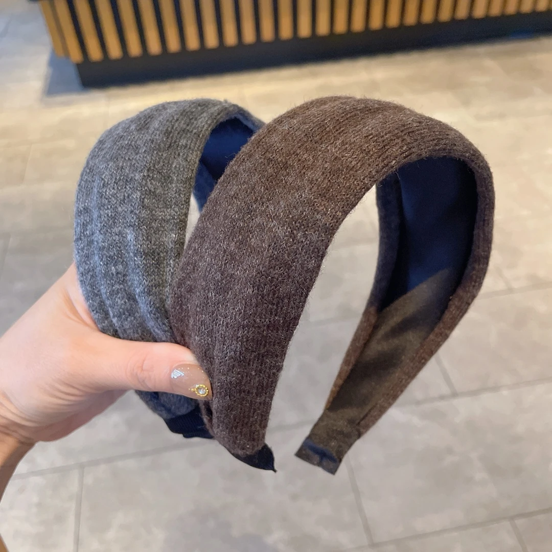 纯色羊毛毛线宽边发箍发捆发卡秋冬时尚新款针织复古头箍发饰