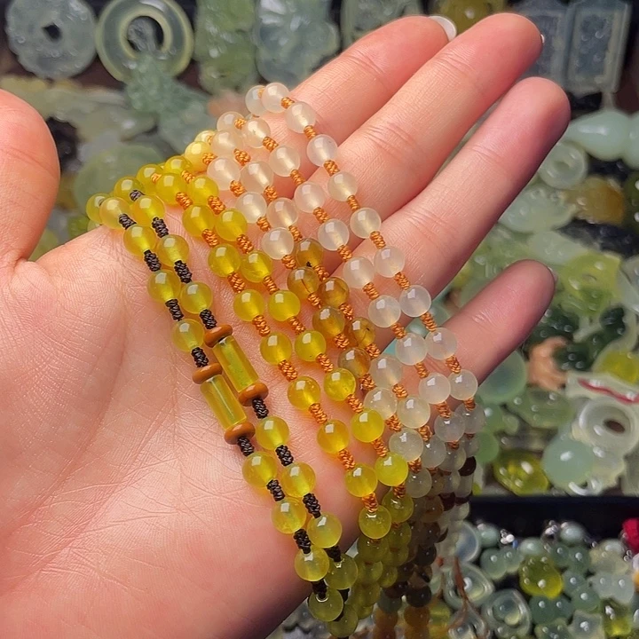 蛇纹石玉合金颈饰全珠链单价