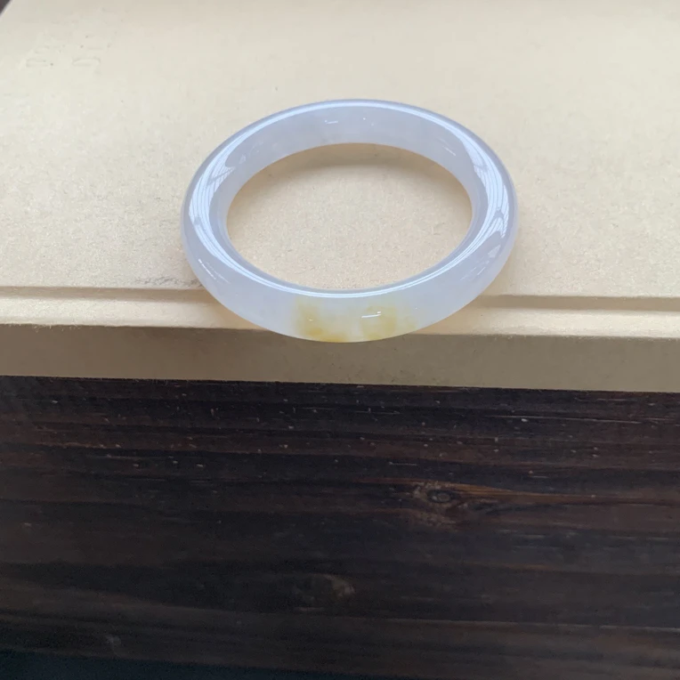 冰种黄翡圆条手镯，特价59800圈口50-9.6-9.2，天然翡翠缅A完美