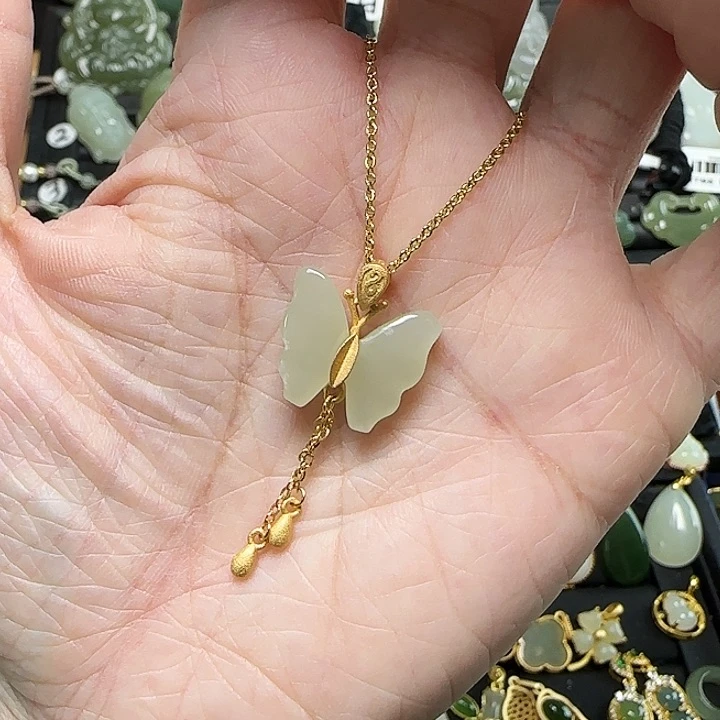 颈饰银S925镶嵌和田玉A*兰