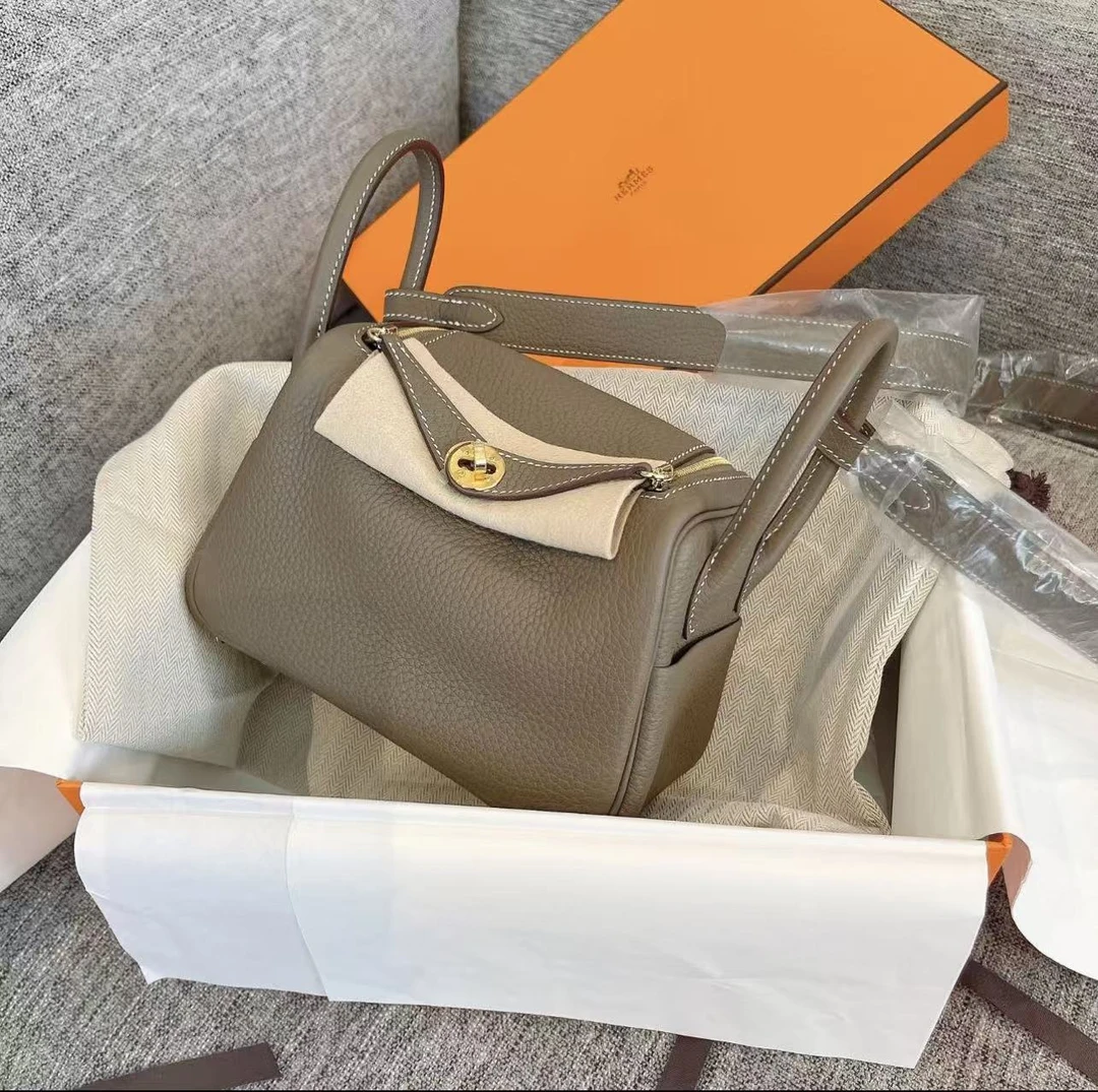 未使用 Hermes/爱马仕 大象灰金miniLindy包 19cm 13913266