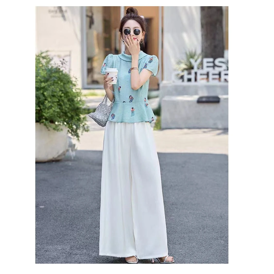 【飞姐】时尚气质显瘦国风上衣+裤子套装T312款