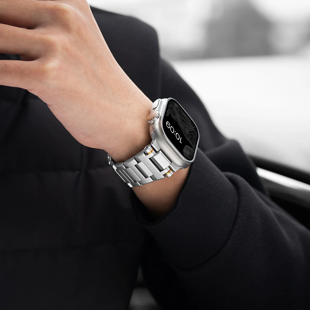 探索者适用AppleWatch Ultra3表带S11不锈钢苹果10手表金属磁吸扣