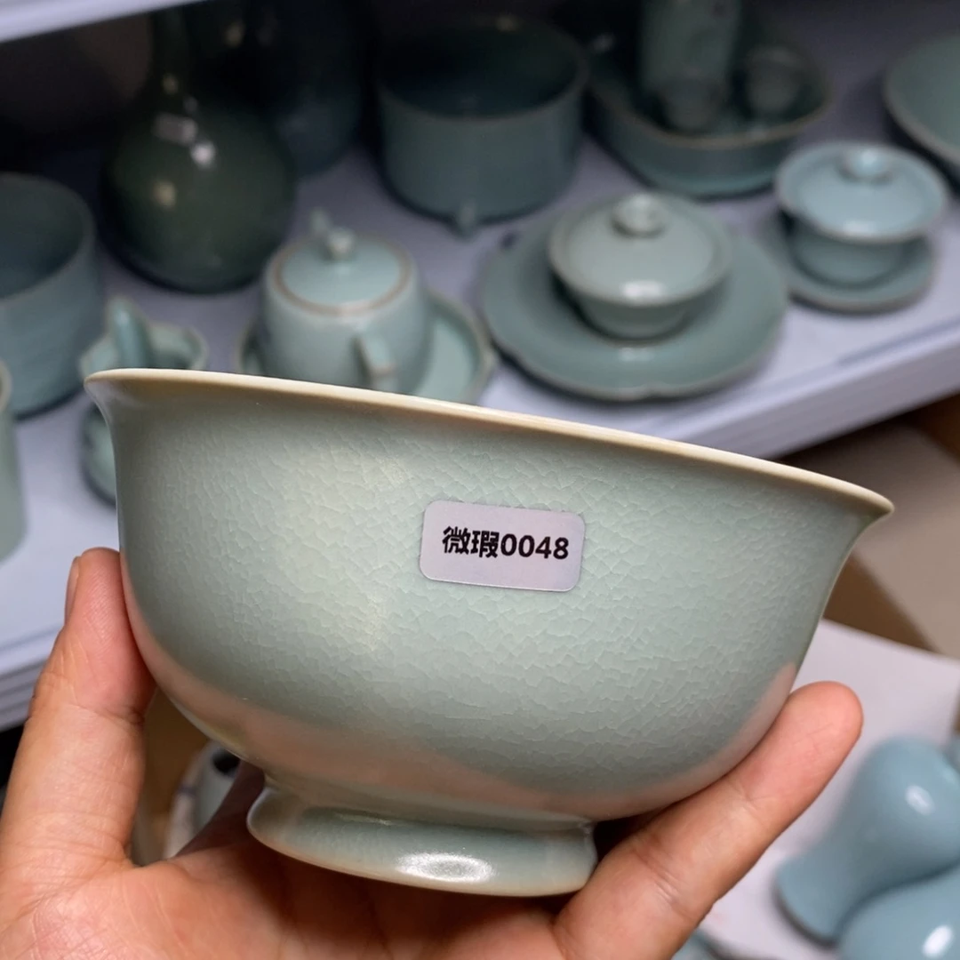 瓷片汝州原矿原釉微瑕0048