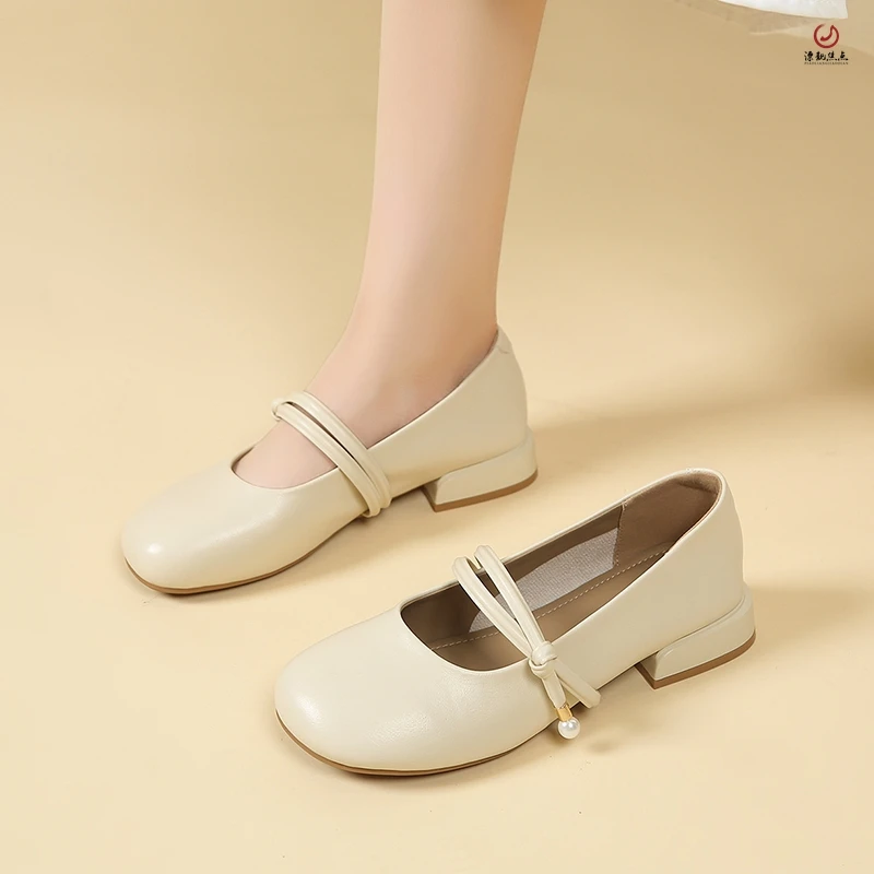 【羊皮】玛丽珍鞋浅口乐福鞋时尚休闲鞋女鞋百搭软底明星同款百搭鞋