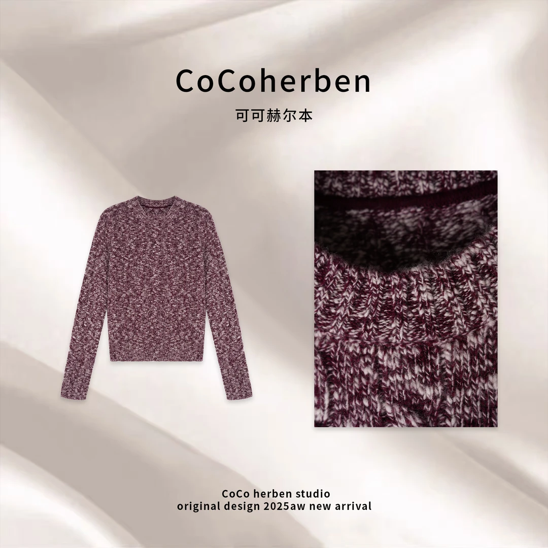 CocoHerben长袖毛衣圆领女常规半高领针织秋冬防晒毛针织衫HBZ060