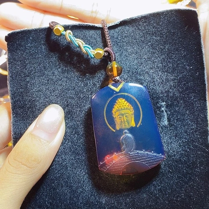 蓝珀未镶嵌珠宝奇石墨西哥红蓝心中有佛