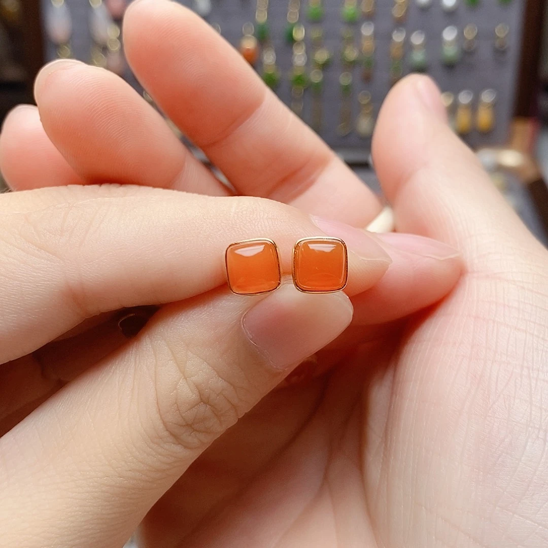 银S925镶嵌和田玉耳饰