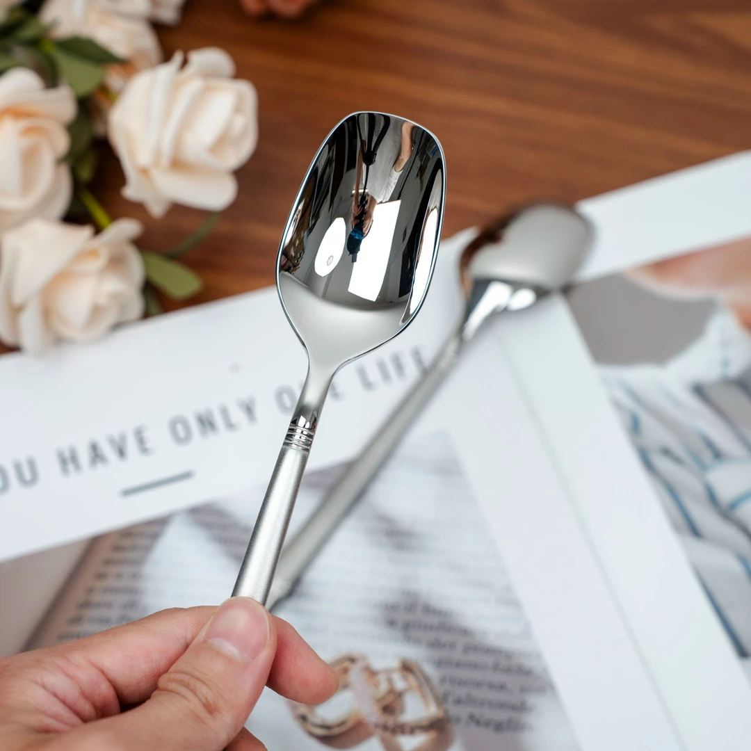 网红高颜值吃饭高档勺子精致韩式西餐勺汤勺不锈钢万能勺家用耐磨