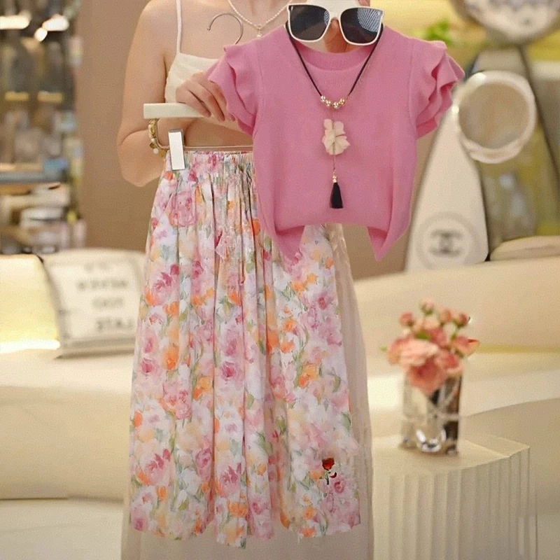 女童阔腿裤夏季套装2025新款宽松洋气时髦儿童休闲女孩夏装两件套