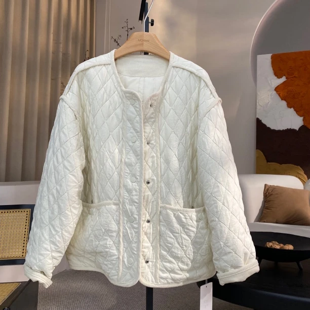 【墨涵精选】新款简约大气显瘦时尚百搭减龄休闲棉服8735