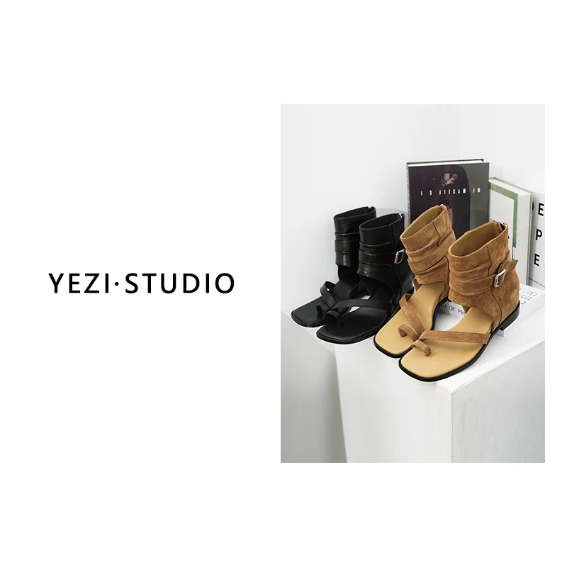 【西部靴】2025新款真皮套趾中筒内增高夹脚凉鞋罗马靴25249038