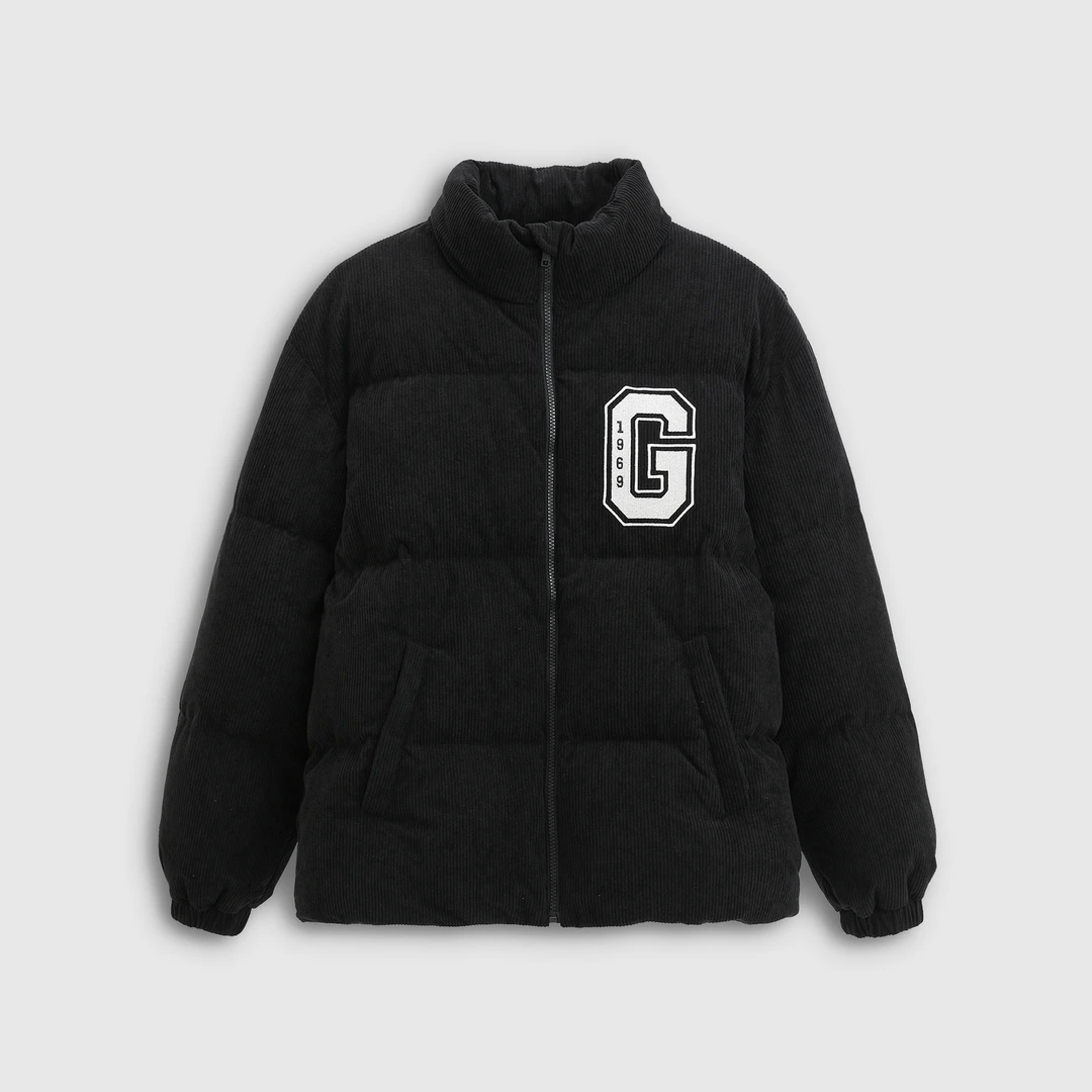 【小立方系列】Gap男装2025logo立领灯芯绒羽绒服外套宽松791893