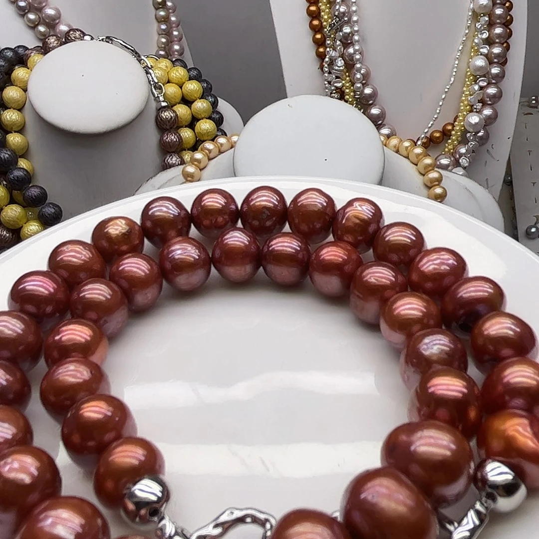 钛钢淡水珍珠项链