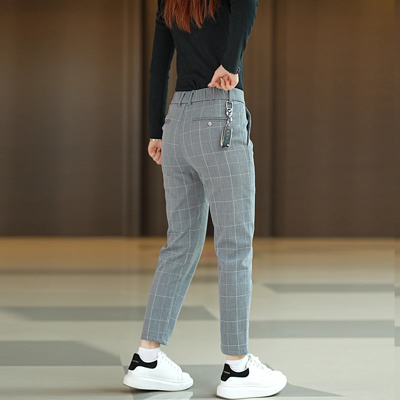 2025新款男装韩版新款休闲长裤小西裤直筒格子