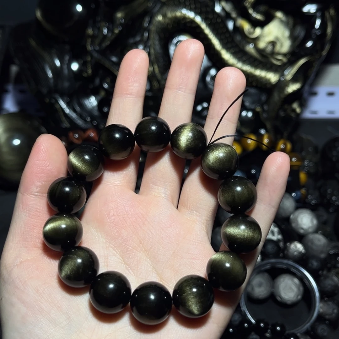 落***鱼黑曜岩未镶嵌手链