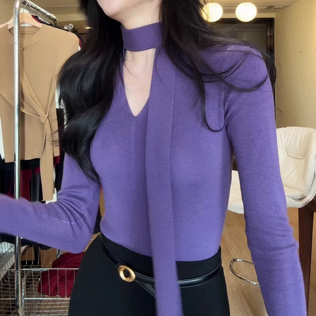新款2025早春百搭气质显瘦气质长袖毛针织衫LK2501247