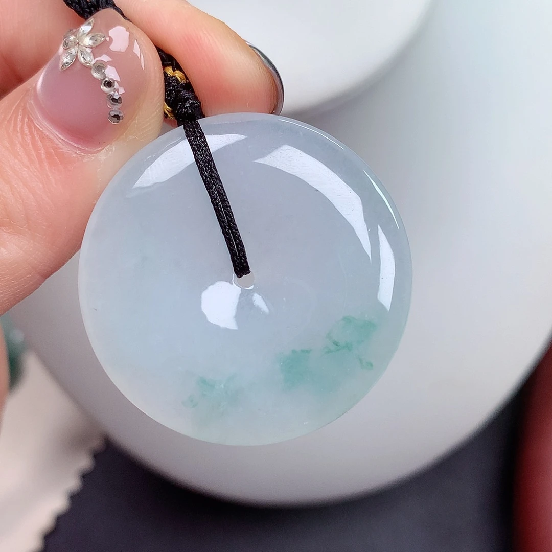 翡翠未镶嵌颈饰平安扣 34.8-5.2mm