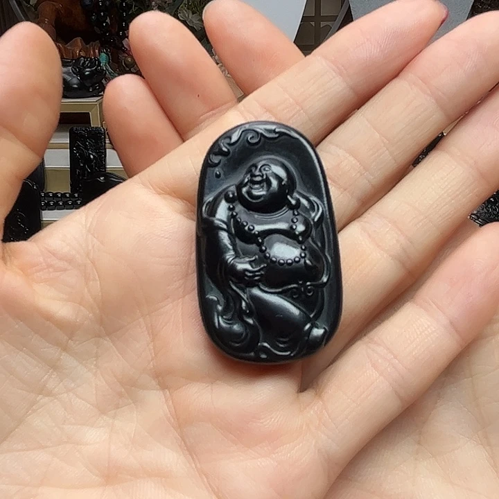 和田玉（墨玉）未镶嵌吊坠(赠链)小佛公
