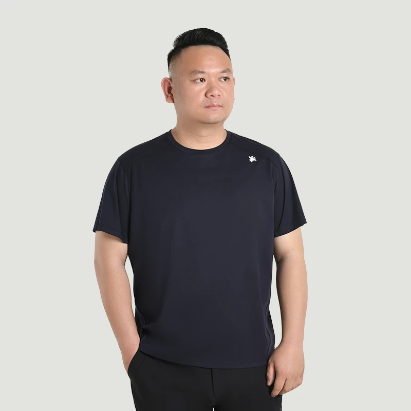 轻奢高定100支超薄冰爽短袖简约百搭吸汗圆领t恤矮胖大码男装9330