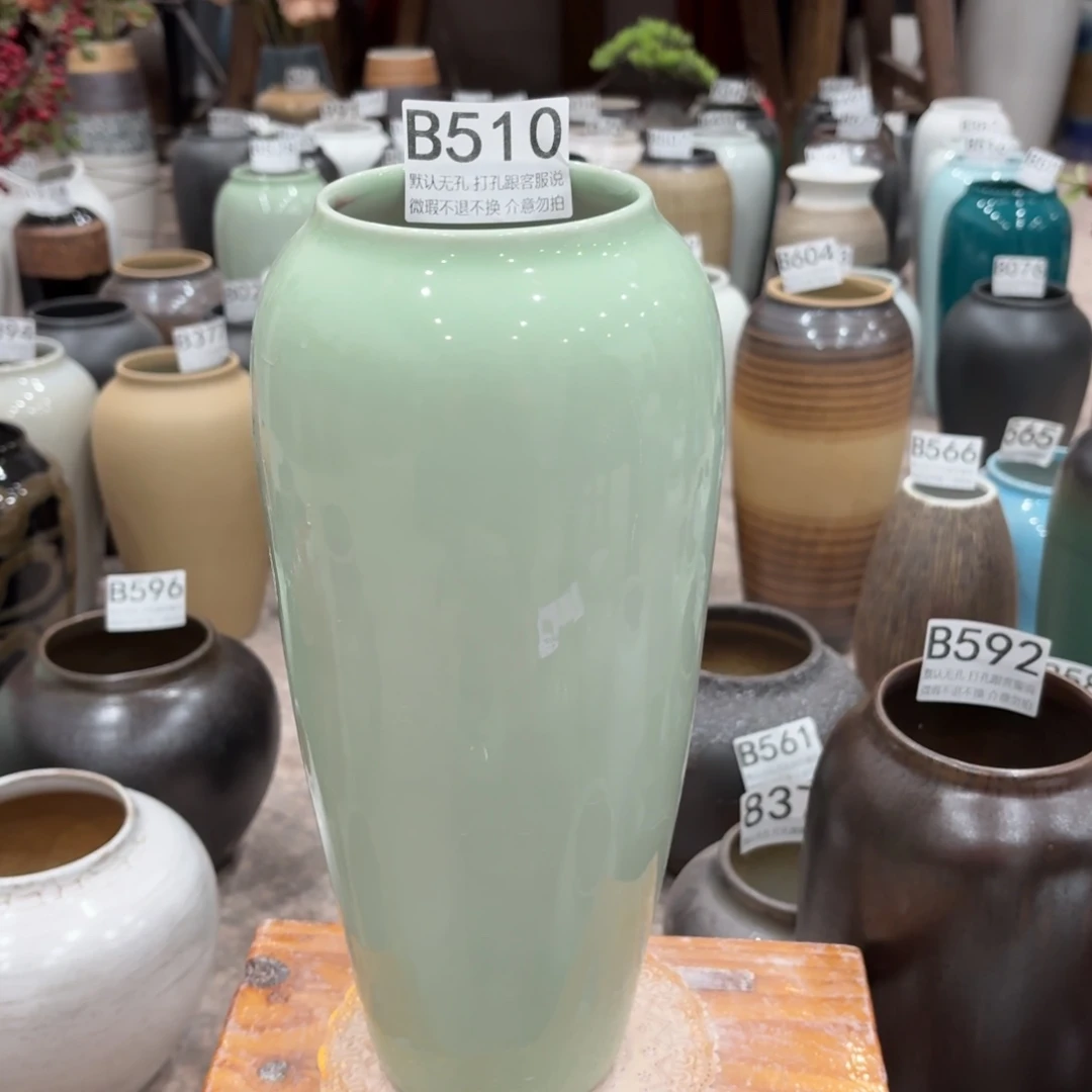 陶摆件瑕疵510 景德镇陶瓷花瓶高34口9