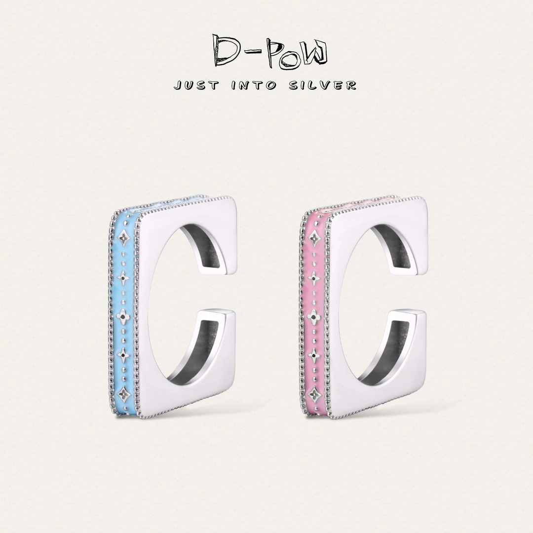 灯小炮 925银戒指 【彩虹蕾丝】方戒指（9389）气质时尚个性彩色