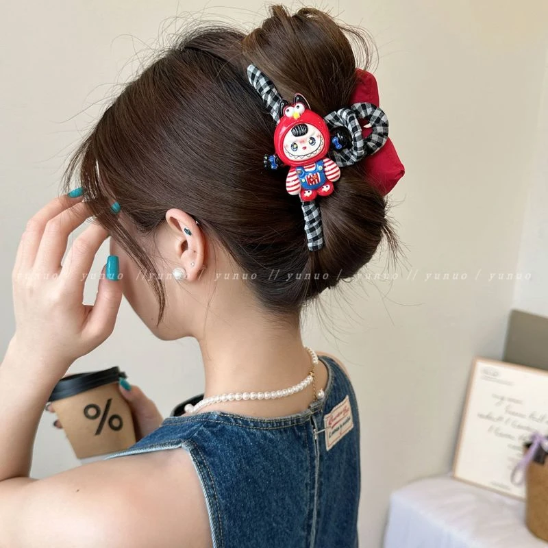 小众设计可爱拉布布抓夹蝴蝶结发夹女后脑勺高级感鲨鱼夹网红头饰