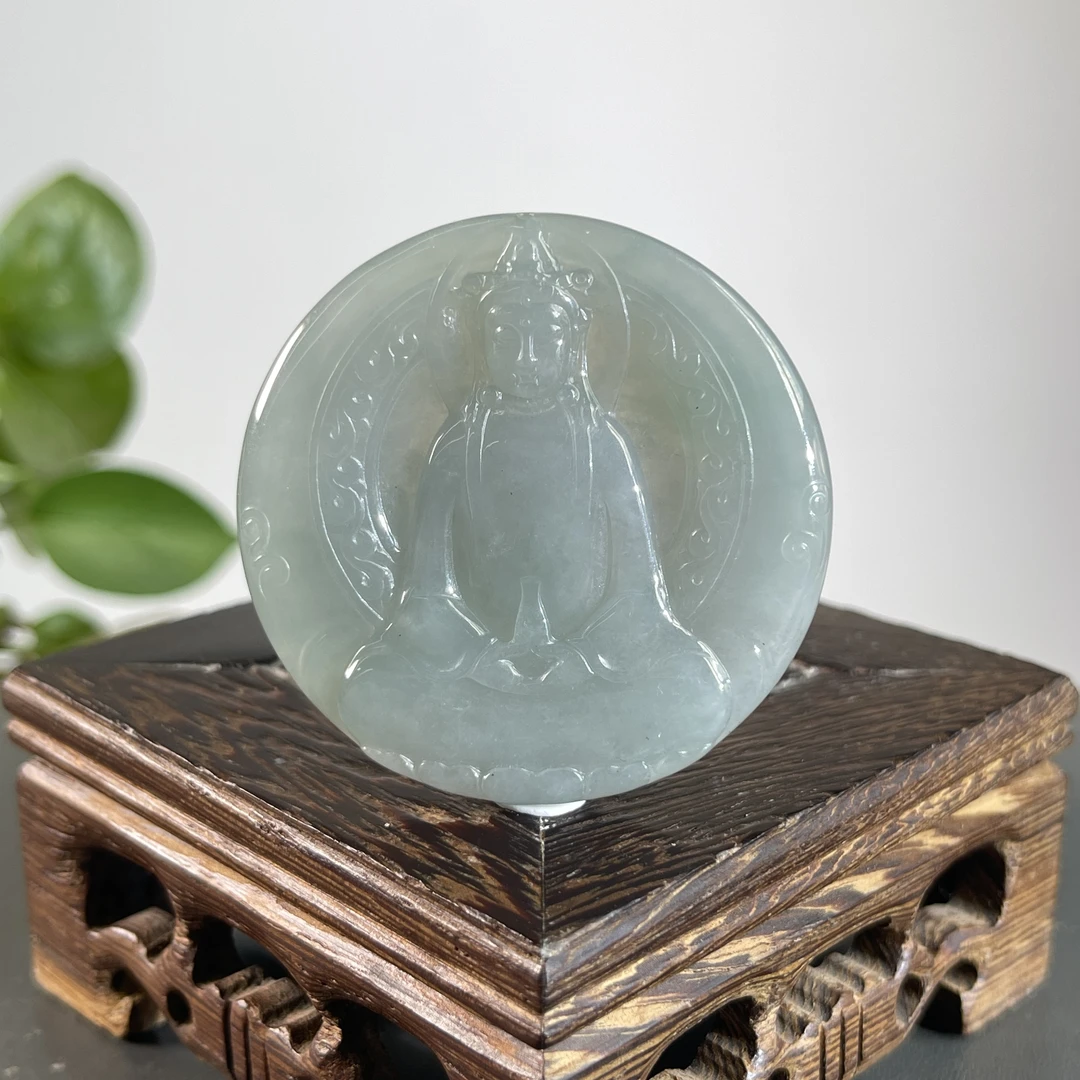 JTB26-67  天然缅甸A货翡翠  素衣观音