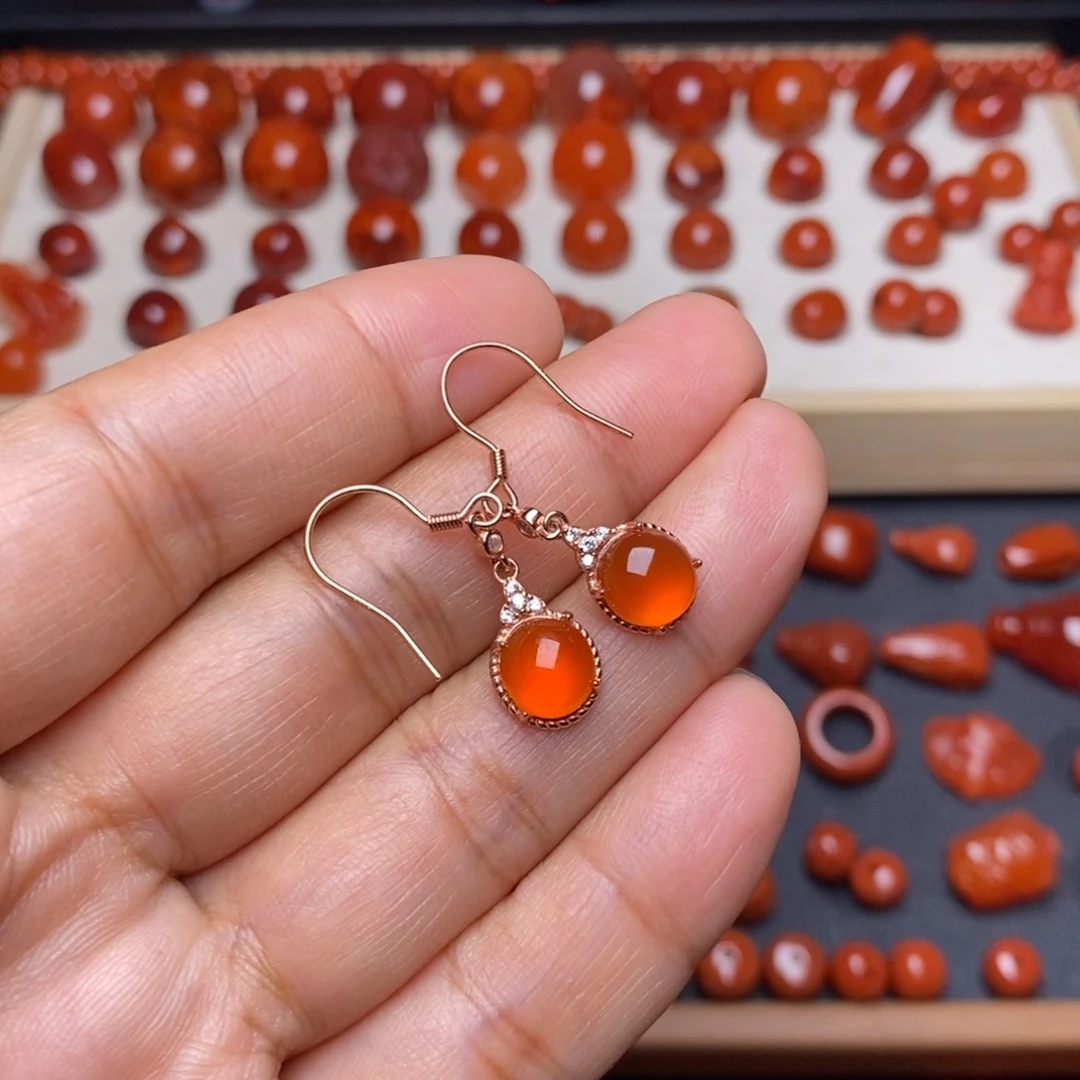 南红玛瑙配饰未镶嵌耳环