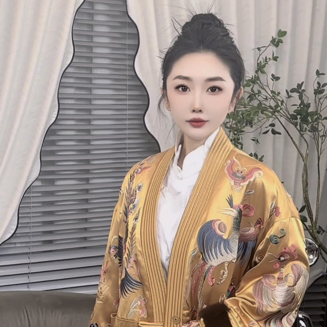 XXJ 冬季新中式国风加厚盘扣显瘦宽松气质V领保暖棉服 8752