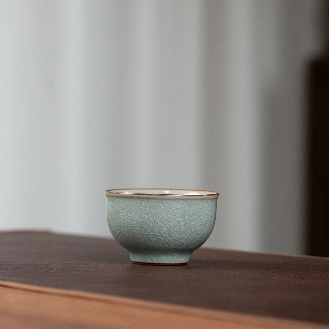 【汝窑冰花撇口主人杯】陶瓷开片可养茶杯约90cc福利系列DC