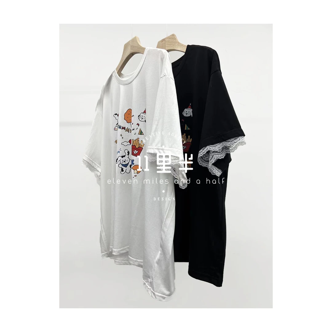 如懿&11里半【万花筒】卡通动漫风小众印花短袖休闲T恤24391276