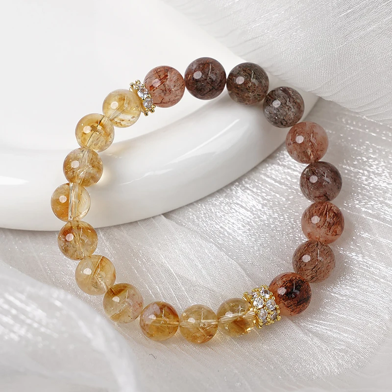 原创小众设计天然黄塔晶黑金超七水晶手串手链女多样性发一-9182