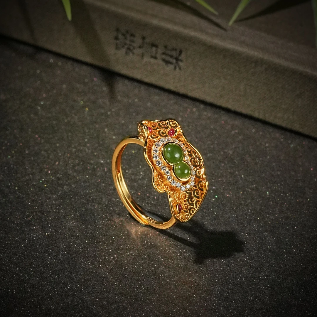 碧玉花丝叶葫芦戒指 YC0460639