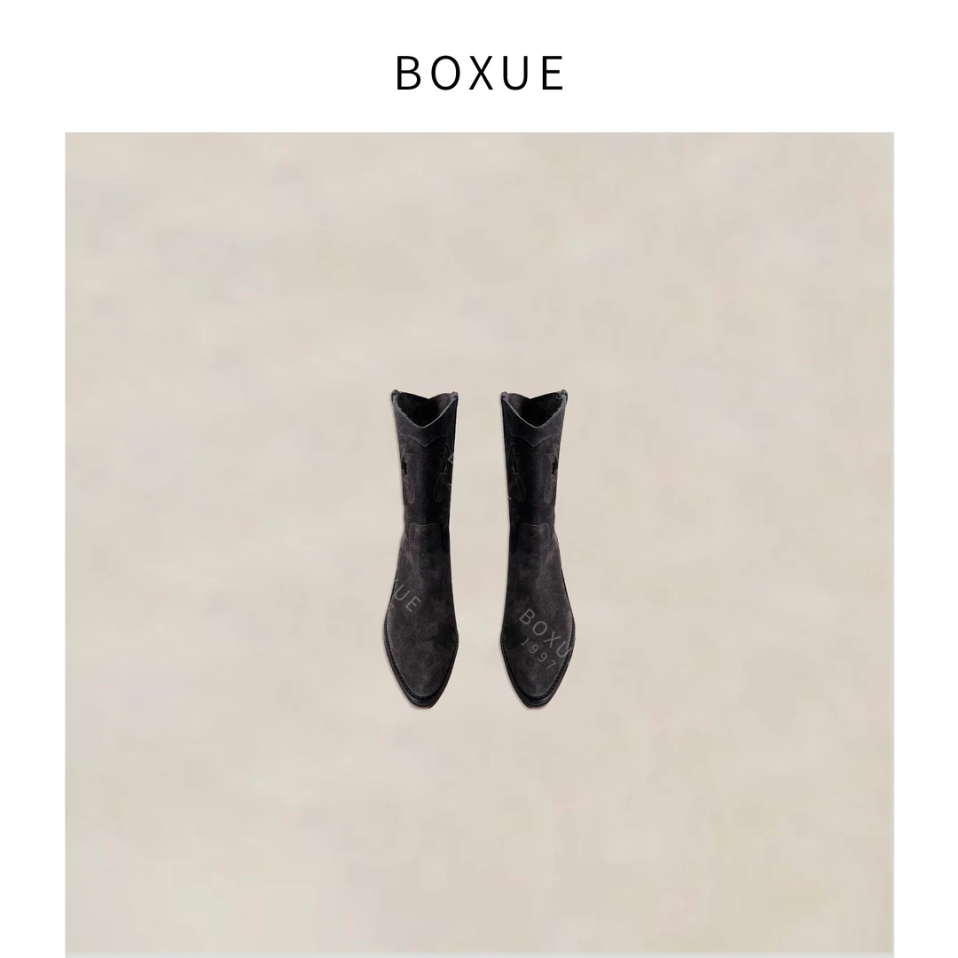 BOXUE  2025秋季高丝光牛京舒适靴子#250811S3629