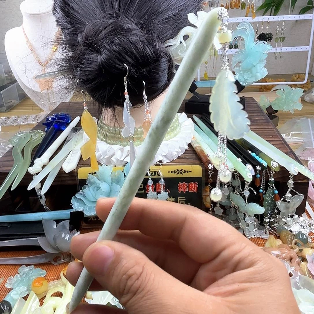 蛇纹石玉合金发饰