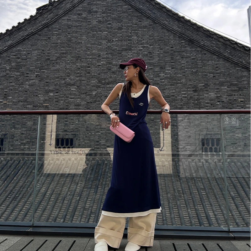 EXPAPARICH Vividora拼色背心长裙