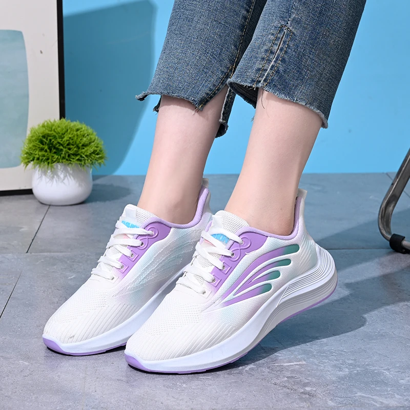 新款春季高颜值百搭跑步鞋透气运动鞋女舒适时尚软底轻便飞织女款