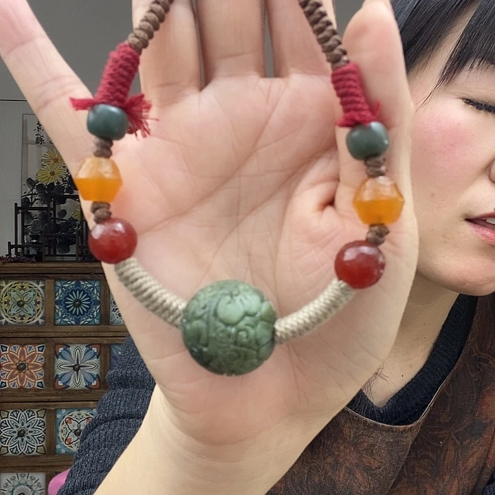 翡翠未镶嵌项链心****项链