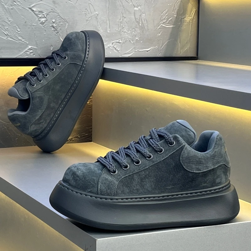 法莎尼亚男鞋2025年冬季新款舒适真皮休闲鞋低帮系带增高厚百搭