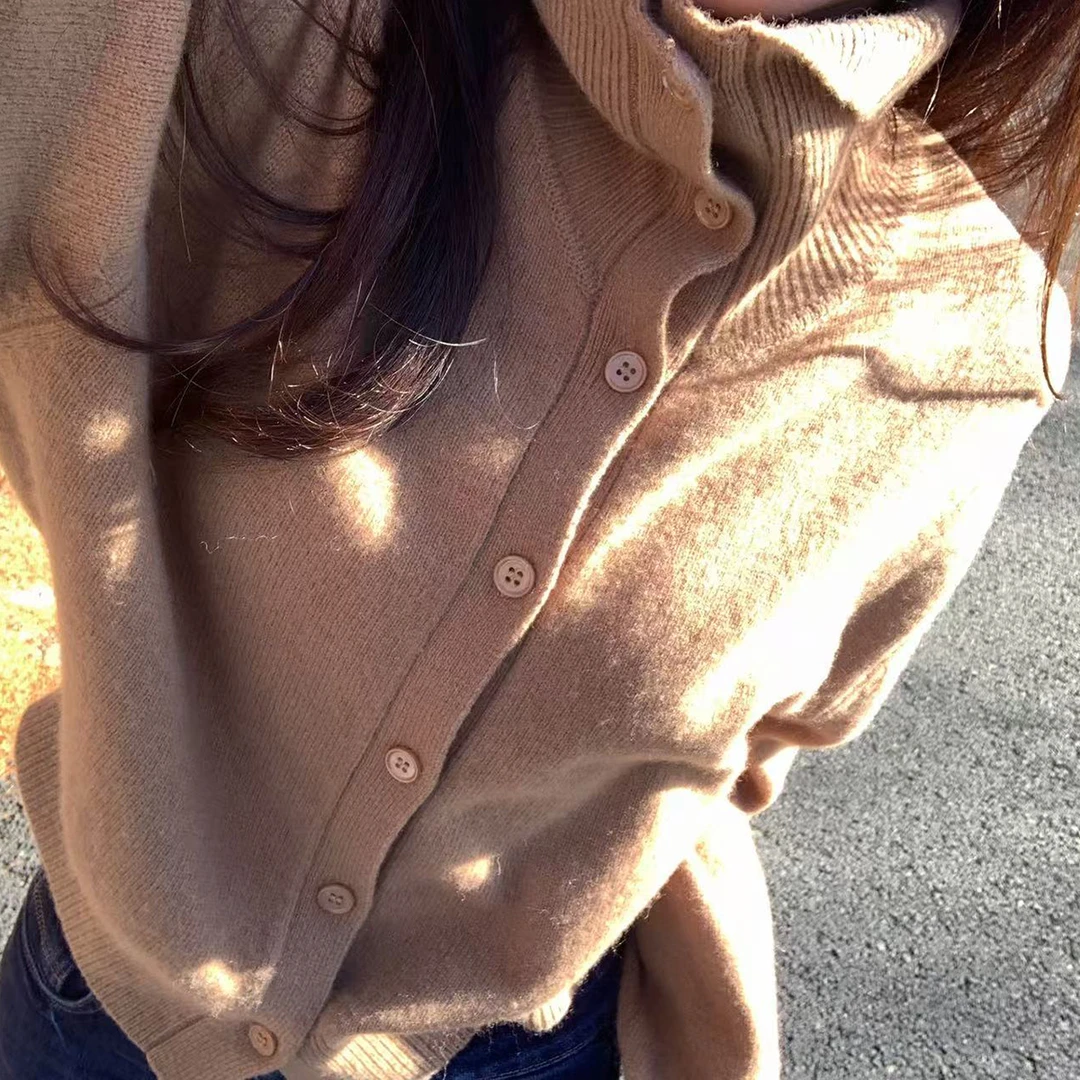 小番茄定制 FORNI 实穿派 100超细羊毛翻领针织短开衫