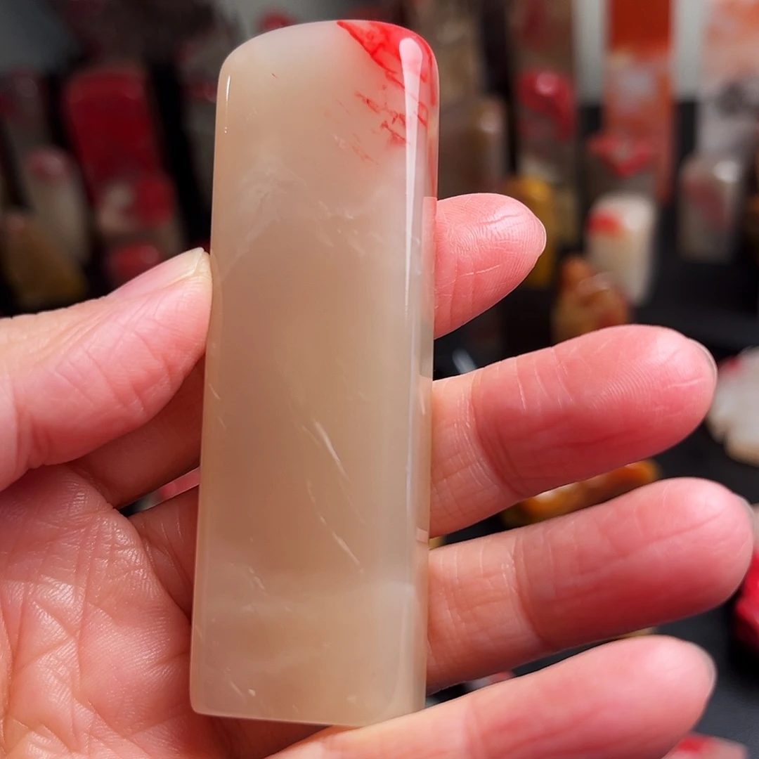 巴林石印石鸡血石扁章