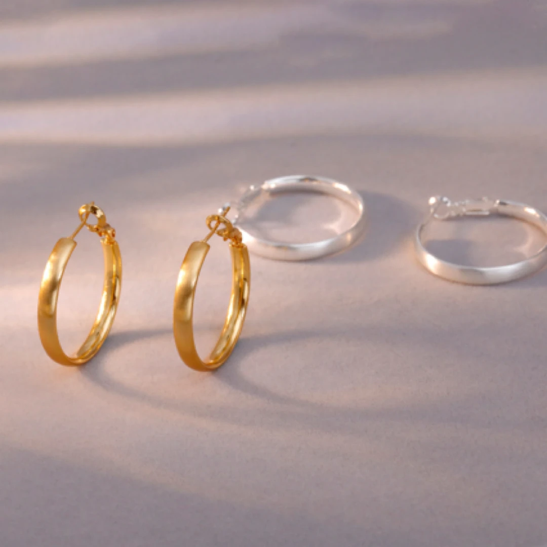 铜合金耳饰 爆款拉丝素圈耳环女2025新款爆款时尚耳圈小众zx