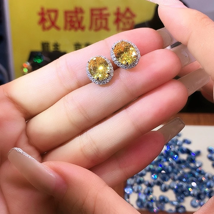 碧玺耳饰银S925镶嵌