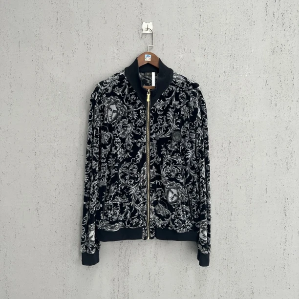 99新 VERSACE/范思哲 范思哲美杜莎满印植绒logo拉链外套xxl码